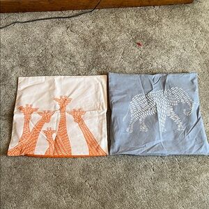 Orange and Gray Animal Print Accent Pillows